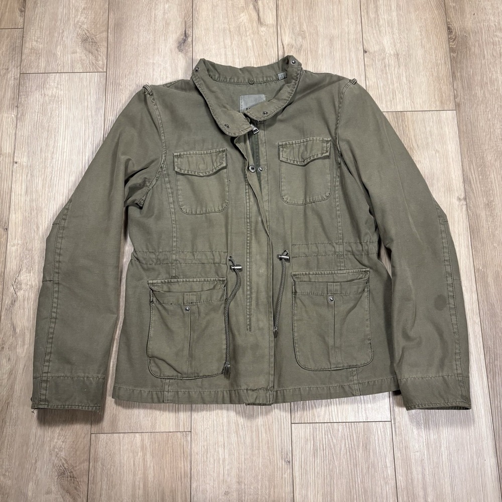 Levi's Women's Anorak Jacket Large L Olive Green Hooded Canvas Long Sleeve